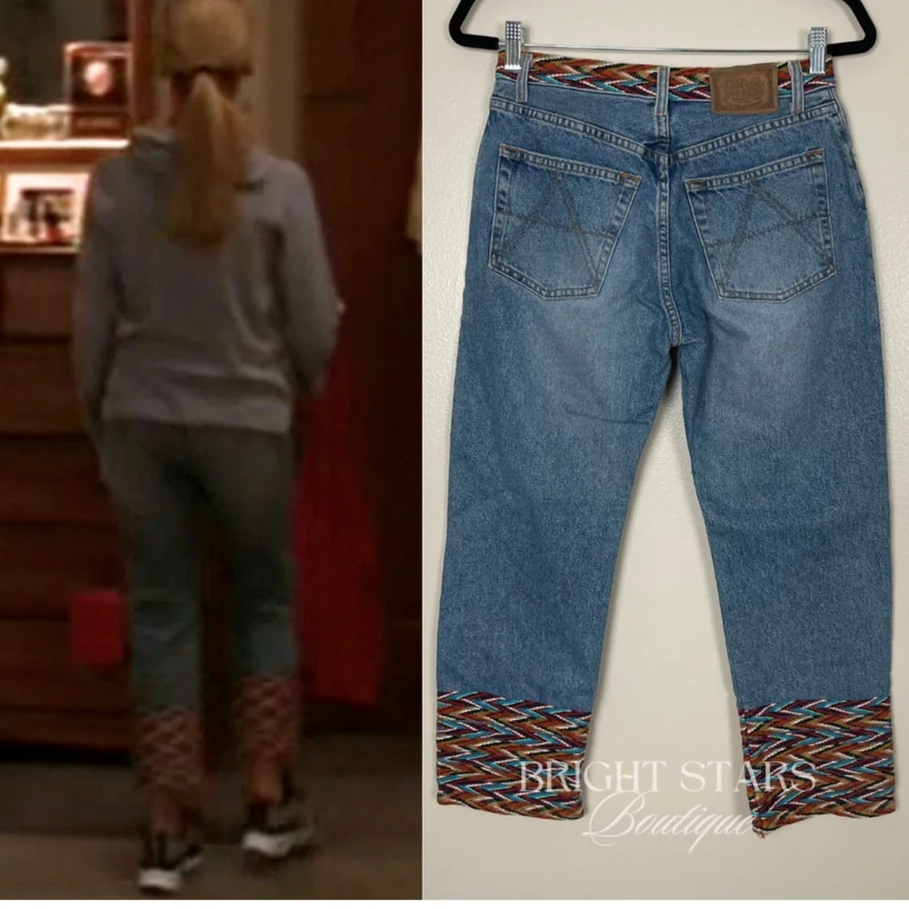Rare Multicolor Trim Cropped Jeans ASO Buffy Summers BtVS High Rise Vintage - Picture 11 of 11
